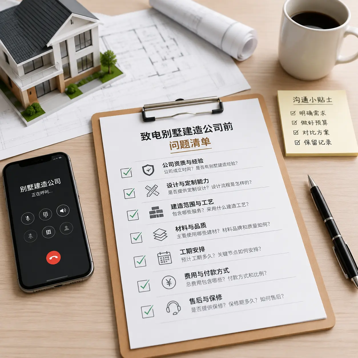 在白云拨打别墅建造公司电话前的准备工作